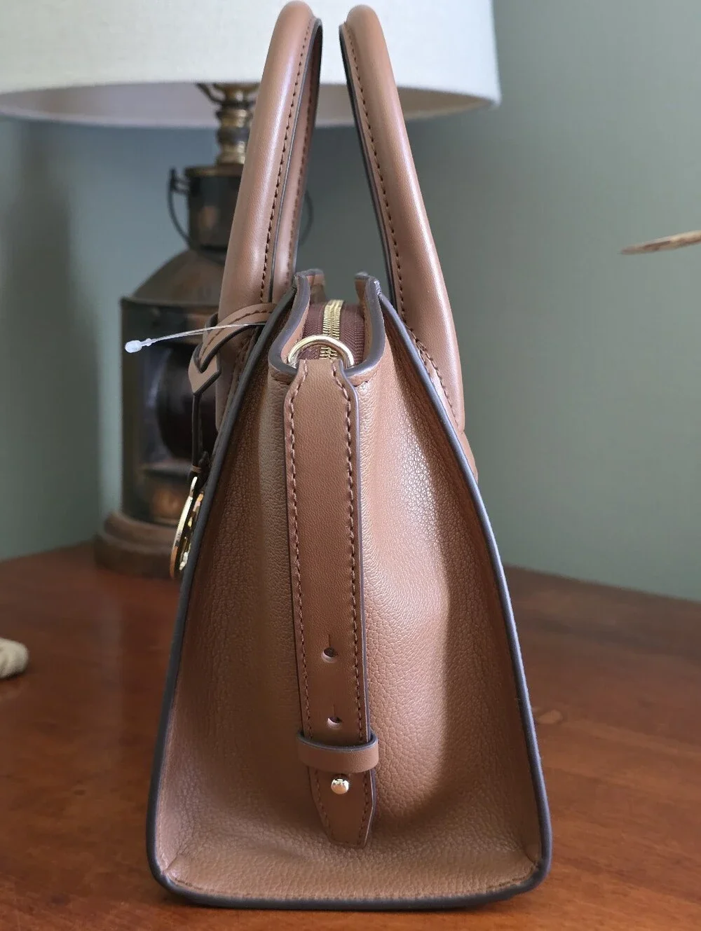 Michael Kors Avril Small Satchel Crossbody Brown MK Signature Coated Canvas Bag